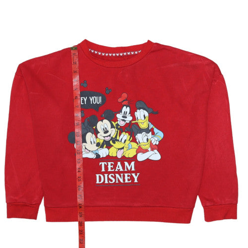 Disney Love to Lounge Red Team Disney Sweatshirt Women S 10/12 Pullover Crew Neck