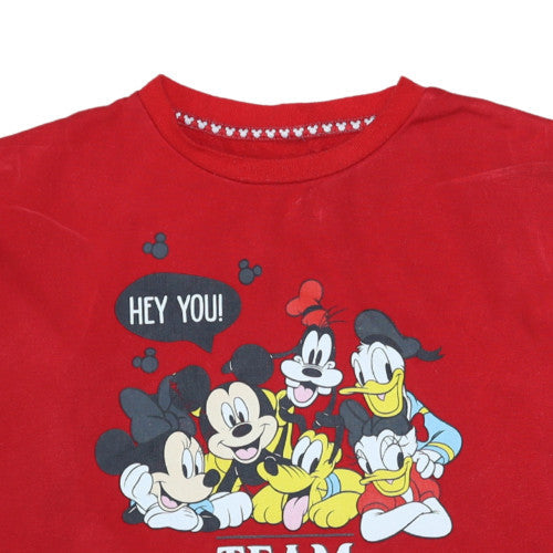 Disney Love to Lounge Red Team Disney Sweatshirt Women S 10/12 Pullover Crew Neck