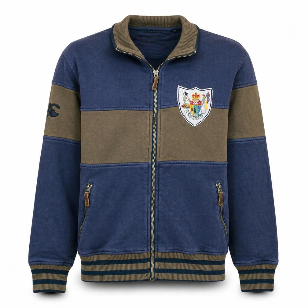 Canterbury Men's Blue Bomber Jacket M Full Zip Embroidered Crest Cotton