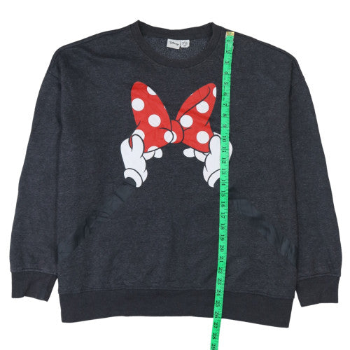 Disney Women Grey Minnie Mouse Bow Sweatshirt 2XL Pullover