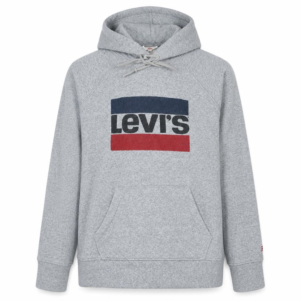 Levi's Men's Grey Pullover Hoodie Medium Graphic Logo Sweatshirt