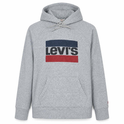 Levi's Men's Grey Pullover Hoodie Medium Graphic Logo Sweatshirt