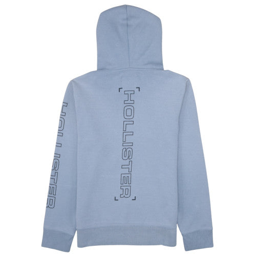 Hollister Men's Blue Pullover Hoodie M Logo Graphic Casual Fleece
