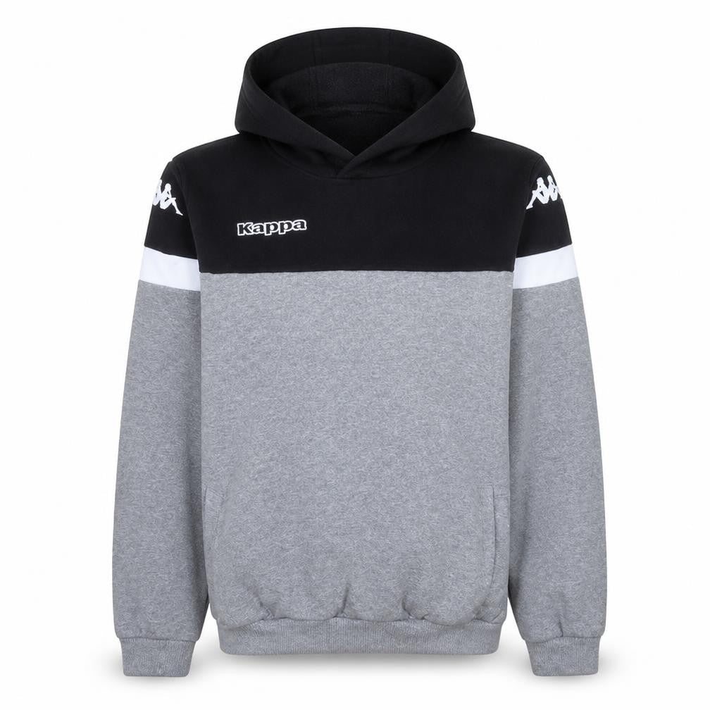 Kappa Boys Grey & Black Hooded Pullover Hoodie 14 Years Regular Fit