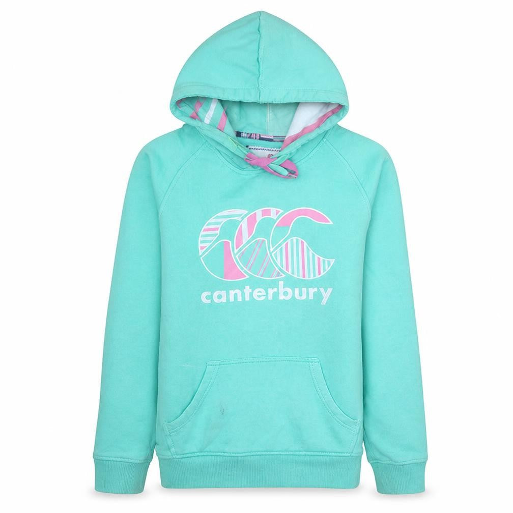 Canterbury Womens Teal Hoodie Pullover Size M Logo Print Lined Hood