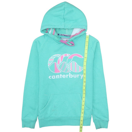 Canterbury Womens Teal Hoodie Pullover Size M Logo Print Lined Hood