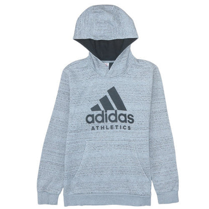 Additional front view of Adidas boys’ grey pullover hoodie, size 13-14, years fleece lined athletic top