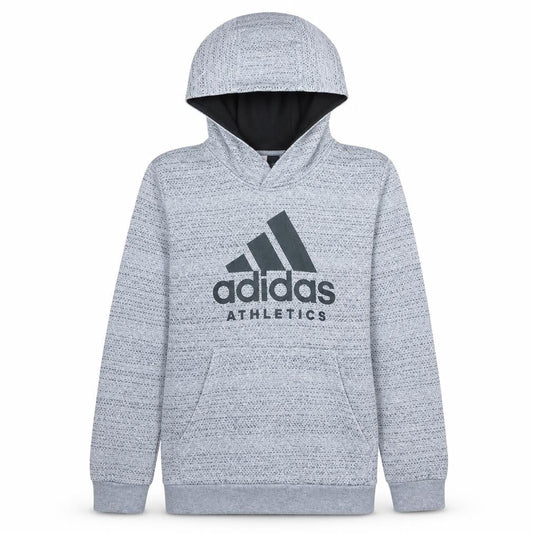 Adidas Boys Grey Pullover Hoodie Size 13-14 Years Fleece Lined Athletic Top
