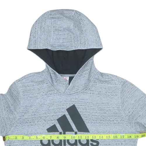 Adidas Boys Grey Pullover Hoodie Size 13-14 Years Fleece Lined Athletic Top