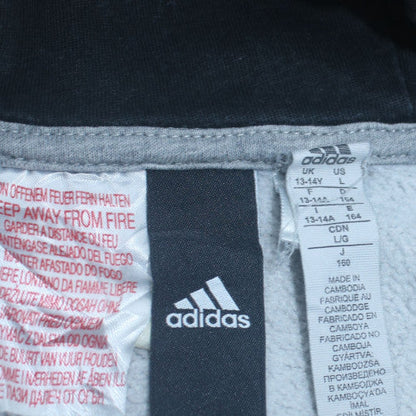 Additional view of Adidas boys’ grey pullover hoodie, size 13-14, years fleece lined athletic top