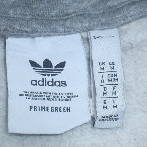 Adidas Men Grey Pullover Hoodie M Regular Fit Fleece Sportswear