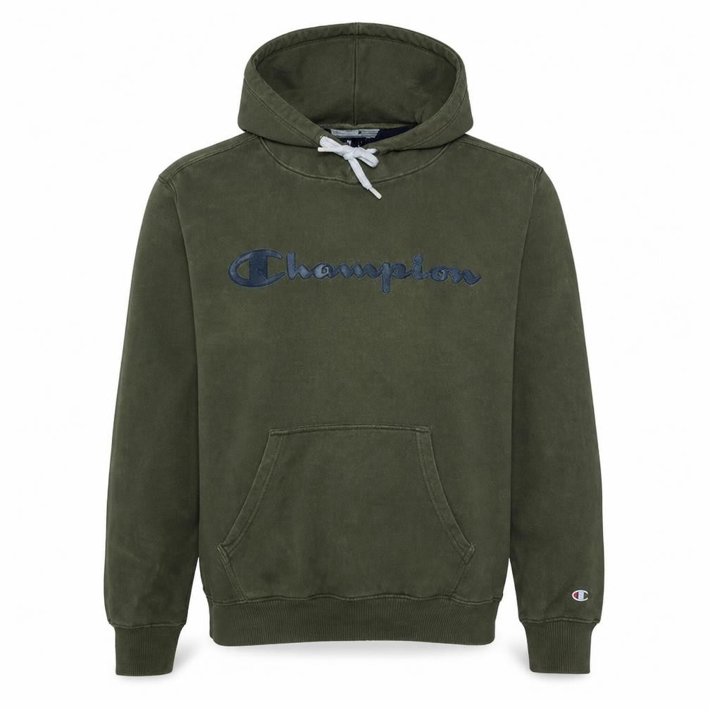 Champion Men's Green Pullover Hoodie Small Logo Fleece Sweatshirt