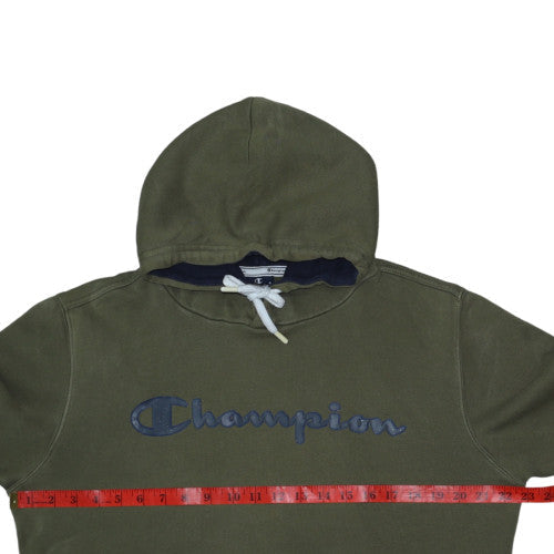 Champion Men's Green Pullover Hoodie Small Logo Fleece Sweatshirt