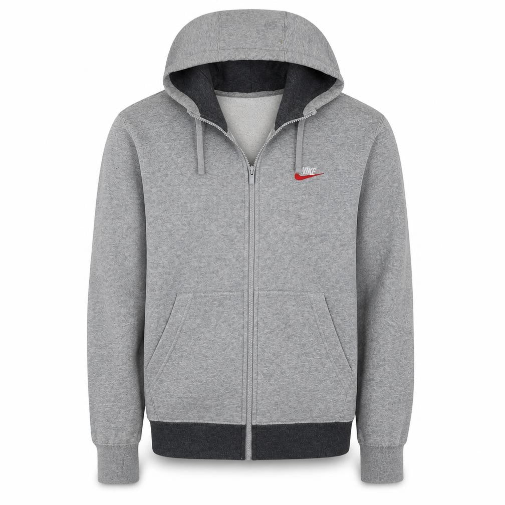 Nike Men’s Grey Full Zip Fleece Hoodie Size S Regular Fit