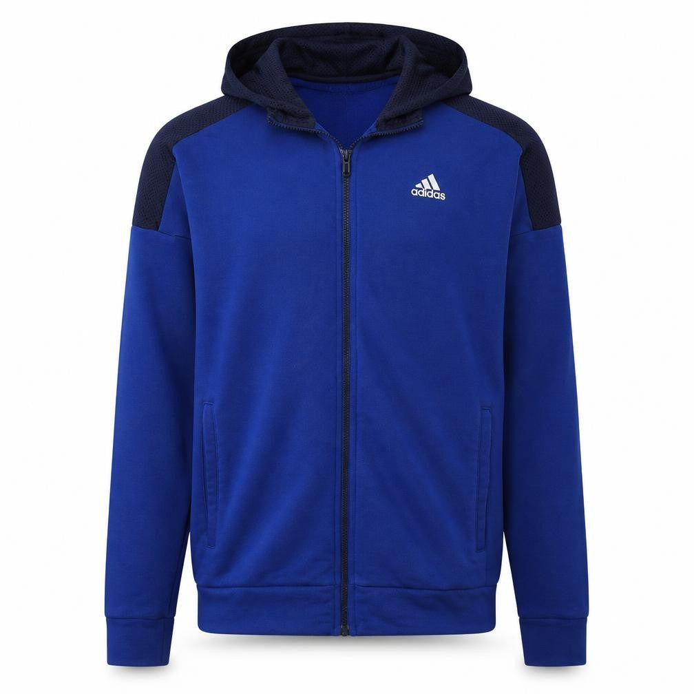 Adidas Men Blue Full Zip Hoodie Size M Sportswear