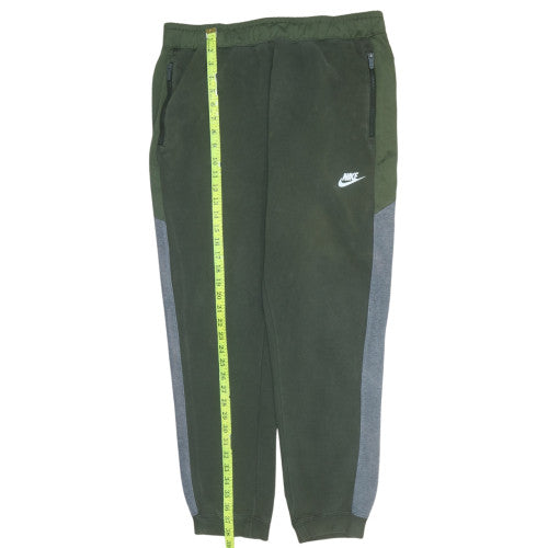 Nike Men's Green Jogger Sweatpants L Fleece Lined Zip Pocket