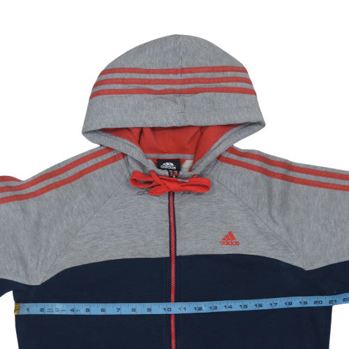 Adidas Women Grey Navy Full Zip Hoodie Size M Performance Essentials