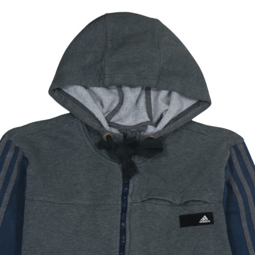 Adidas Mens Grey & Navy Full Zip Hoodie Size L Sportswear