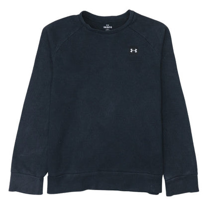 Additional front view of Under Armour boys’ black fleece pullover sweatshirt, size 158, crew neck