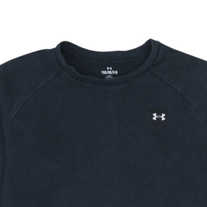 Additional view of Under Armour boys’ black fleece pullover sweatshirt, size 158, crew neck