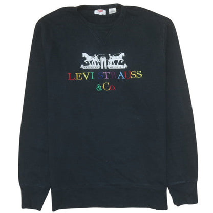Levi's Men Black Embroidered Logo Crew Neck Sweatshirt M