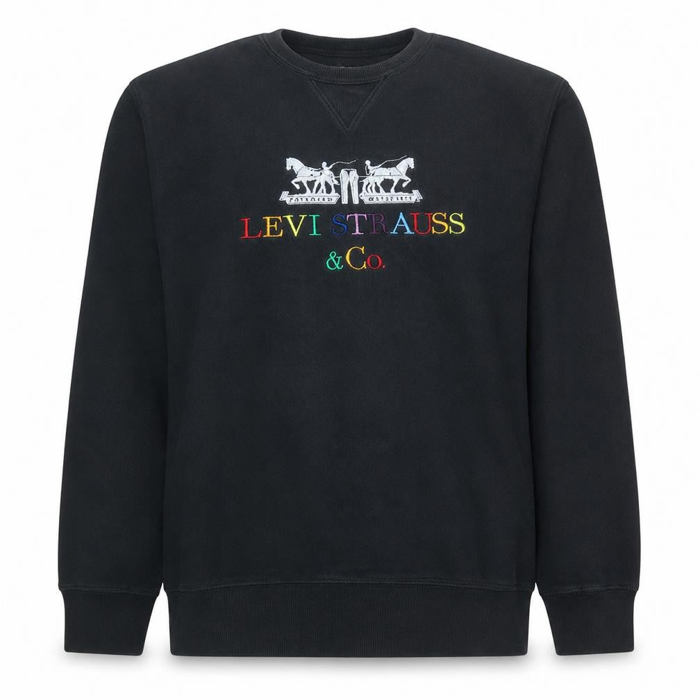 Levi's Men Black Embroidered Logo Crew Neck Sweatshirt M