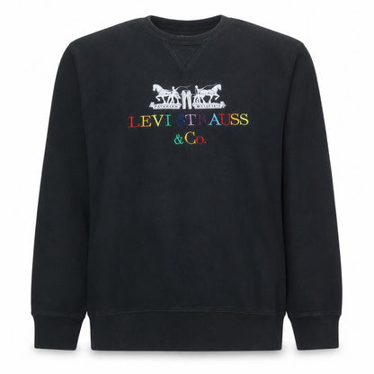 Levi's Men Black Embroidered Logo Crew Neck Sweatshirt M