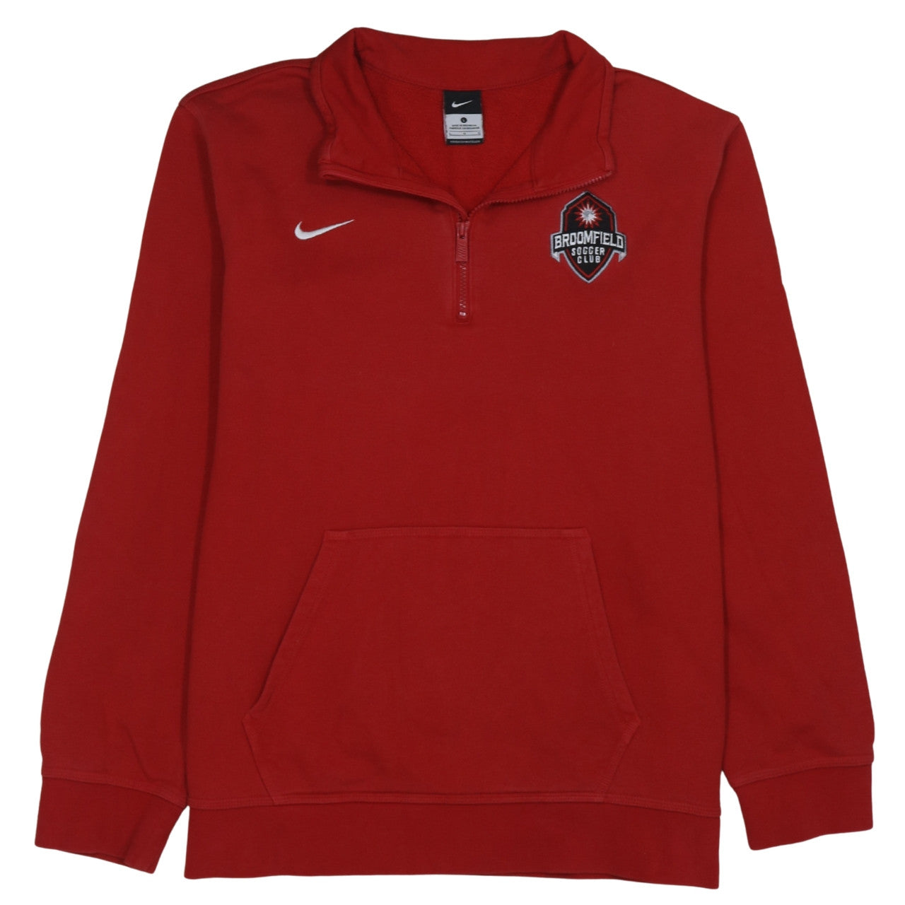 Nike Men's Red 1/4 Zip Sweatshirt L Embroidered Broomfield Soccer Club