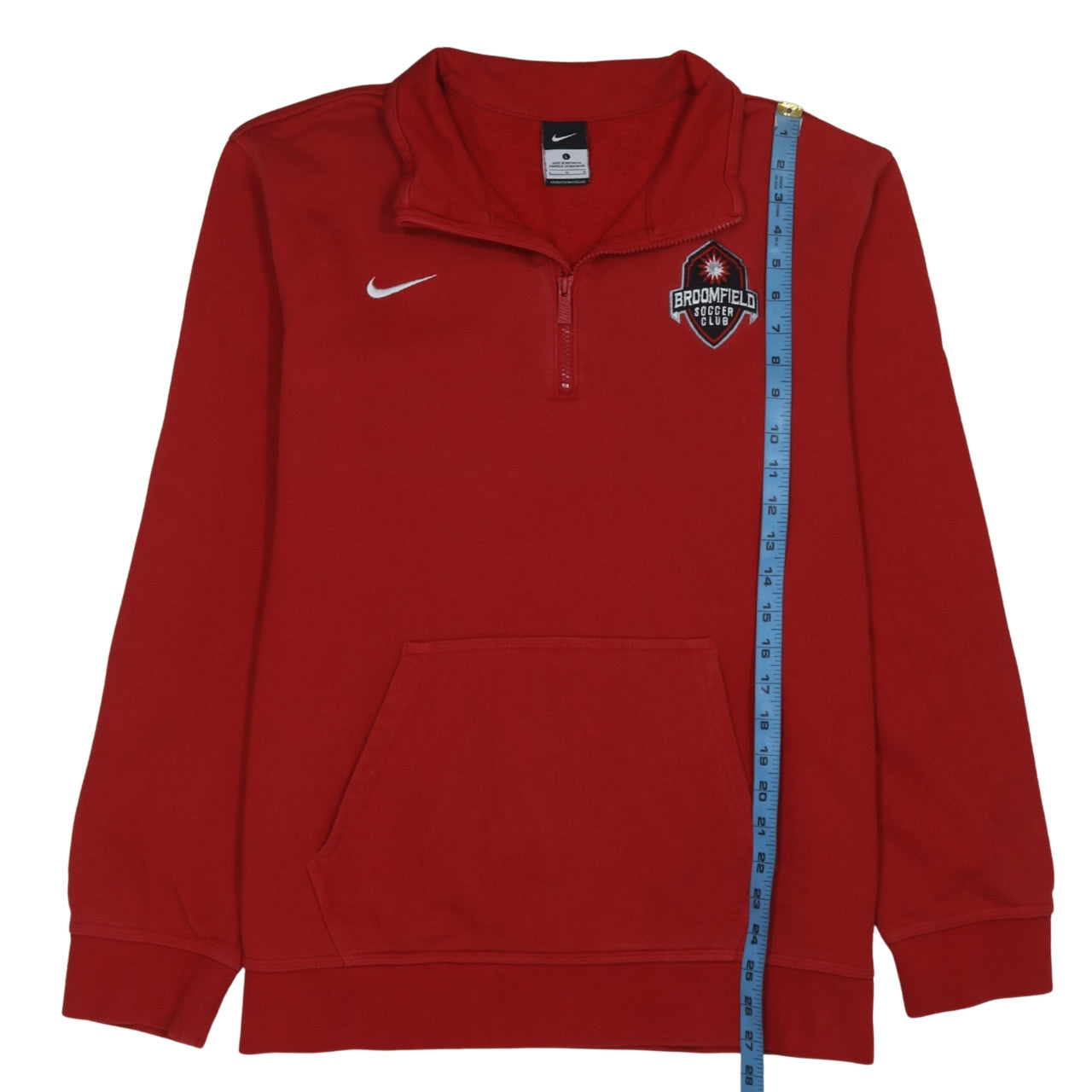 Nike Men's Red 1/4 Zip Sweatshirt L Embroidered Broomfield Soccer Club