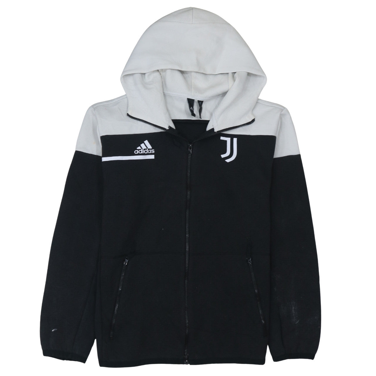 Adidas Men's Black Full Zip Hoodie L Juventus Logo Fleece Sportswear