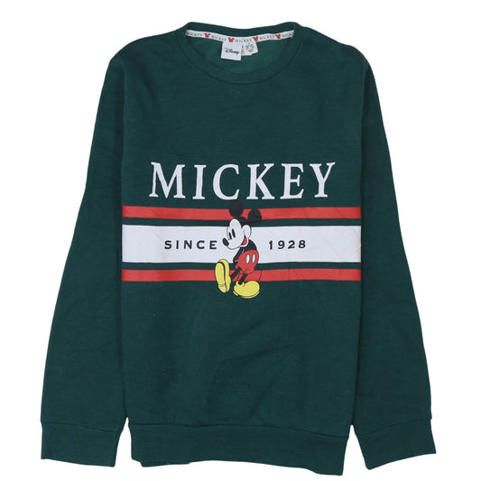 Disney Women Green Mickey Mouse Crew Neck Sweatshirt UK 10/12