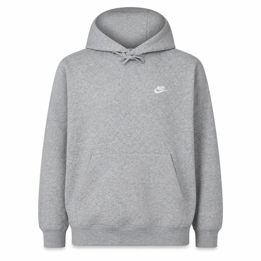 Nike Men's Grey Pullover Hoodie L Logo Fleece Cotton Blend