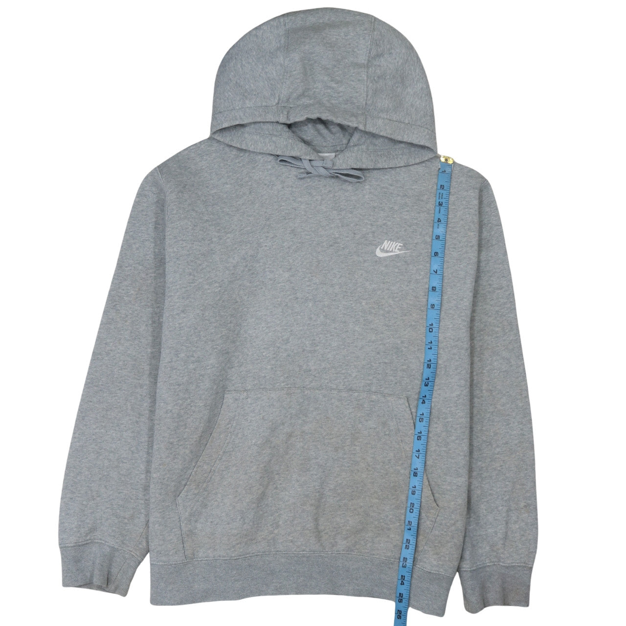 Nike Men's Grey Pullover Hoodie L Logo Fleece Cotton Blend