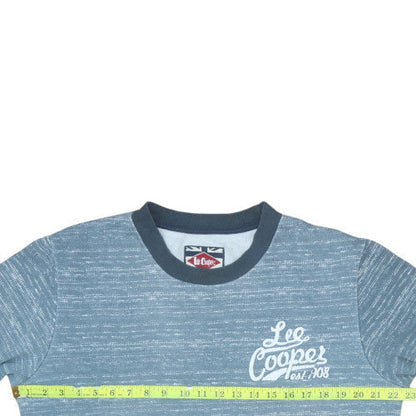 Back view of Lee Cooper men’s blue crew neck pullover sweatshirt l