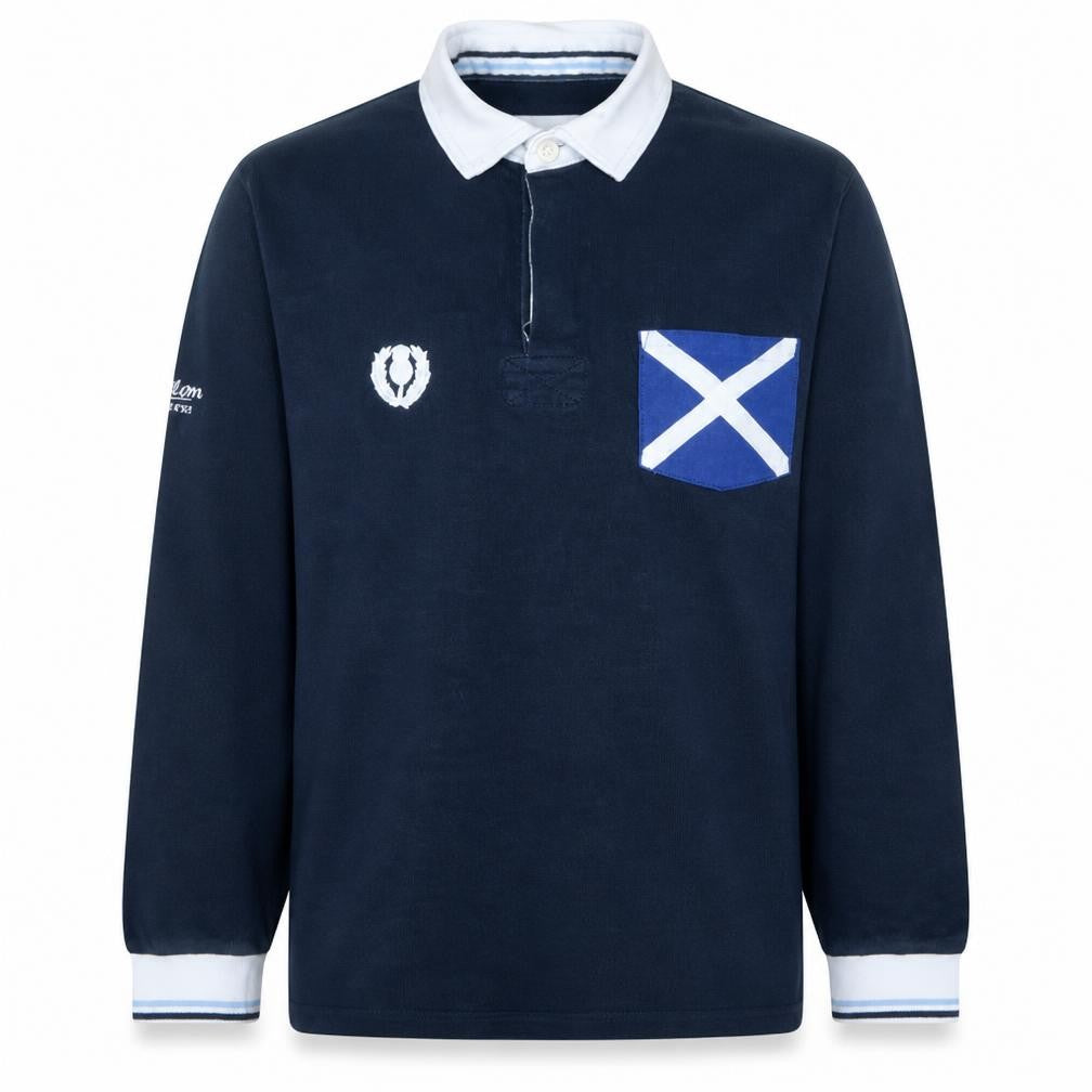 Cotton Traders Mens Blue Long Sleeve Rugby Polo Shirt Size M
