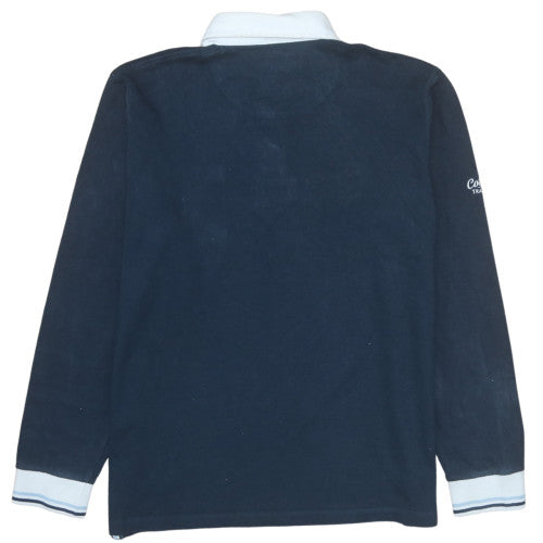 Cotton Traders Mens Blue Long Sleeve Rugby Polo Shirt Size M