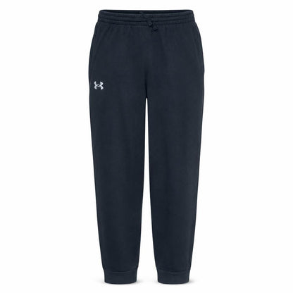Front view of Under Armour boys’ black jogger fleece sweatpants, size 158, youth xl