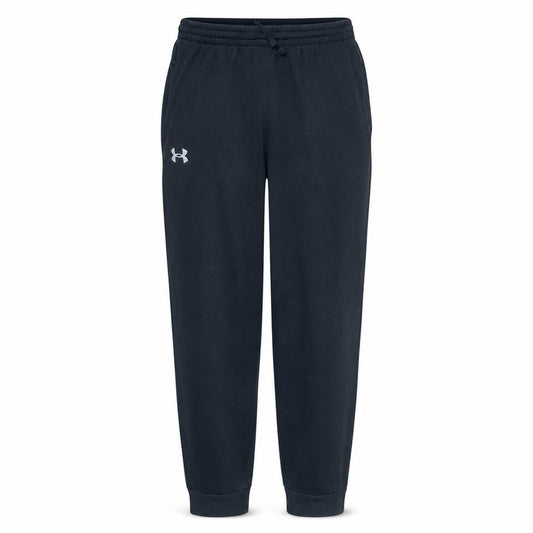 Front view of Under Armour boys’ black jogger fleece sweatpants, size 158, youth xl