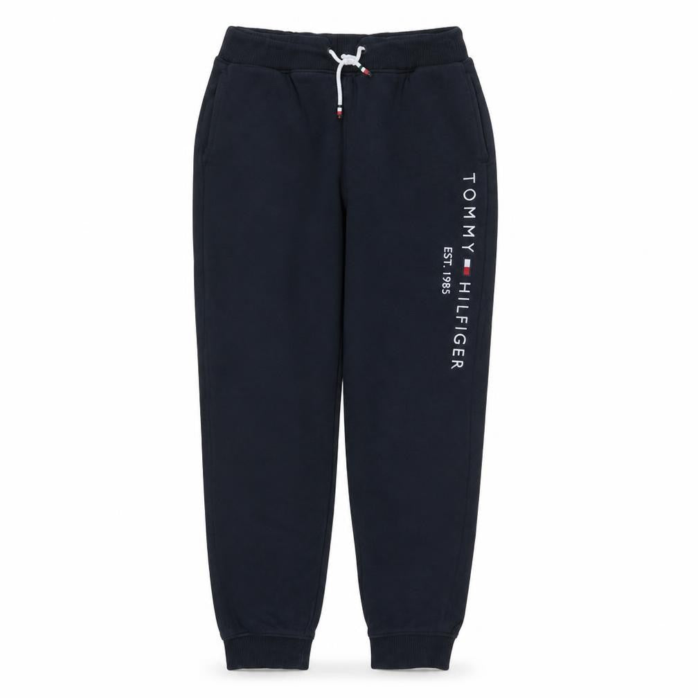 Tommy Hilfiger Boys Black Jogger Trousers Size 176 Fleece Lined Sweatpants