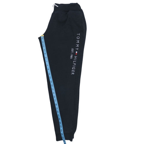 Tommy Hilfiger Boys Black Jogger Trousers Size 176 Fleece Lined Sweatpants