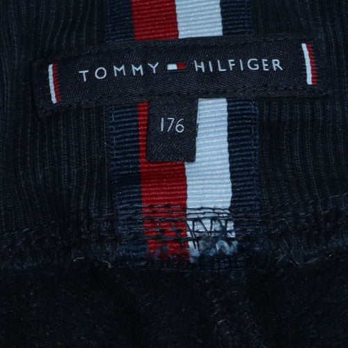 Tommy Hilfiger Boys Black Jogger Trousers Size 176 Fleece Lined Sweatpants