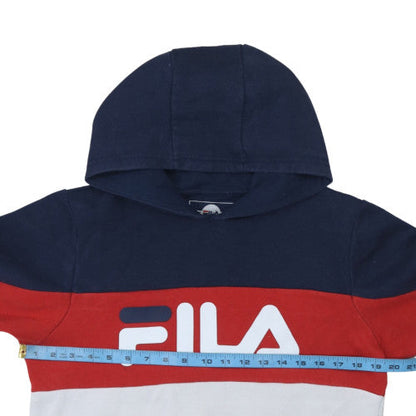 Back view of Fila boys’ multicoloured pullover hoodie 13-15 years colourblock logo sweatshirt