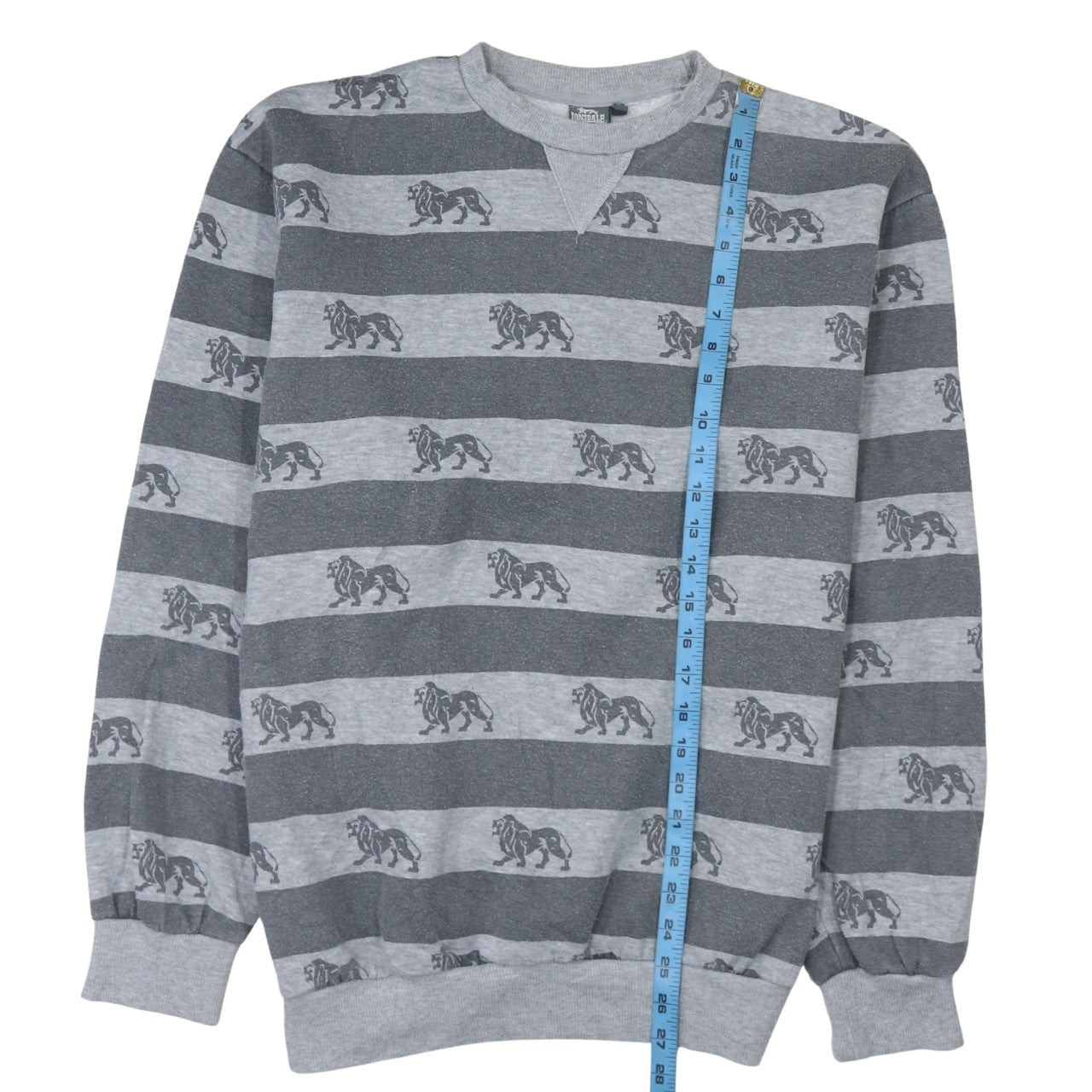 Lonsdale Men’s Grey Striped Lion Print Sweatshirt Medium Pullover