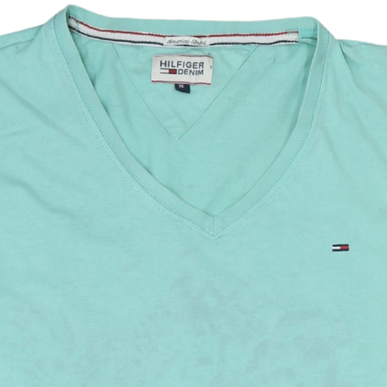 Tommy Hilfiger Men's Green V-Neck Cotton T-Shirt XL