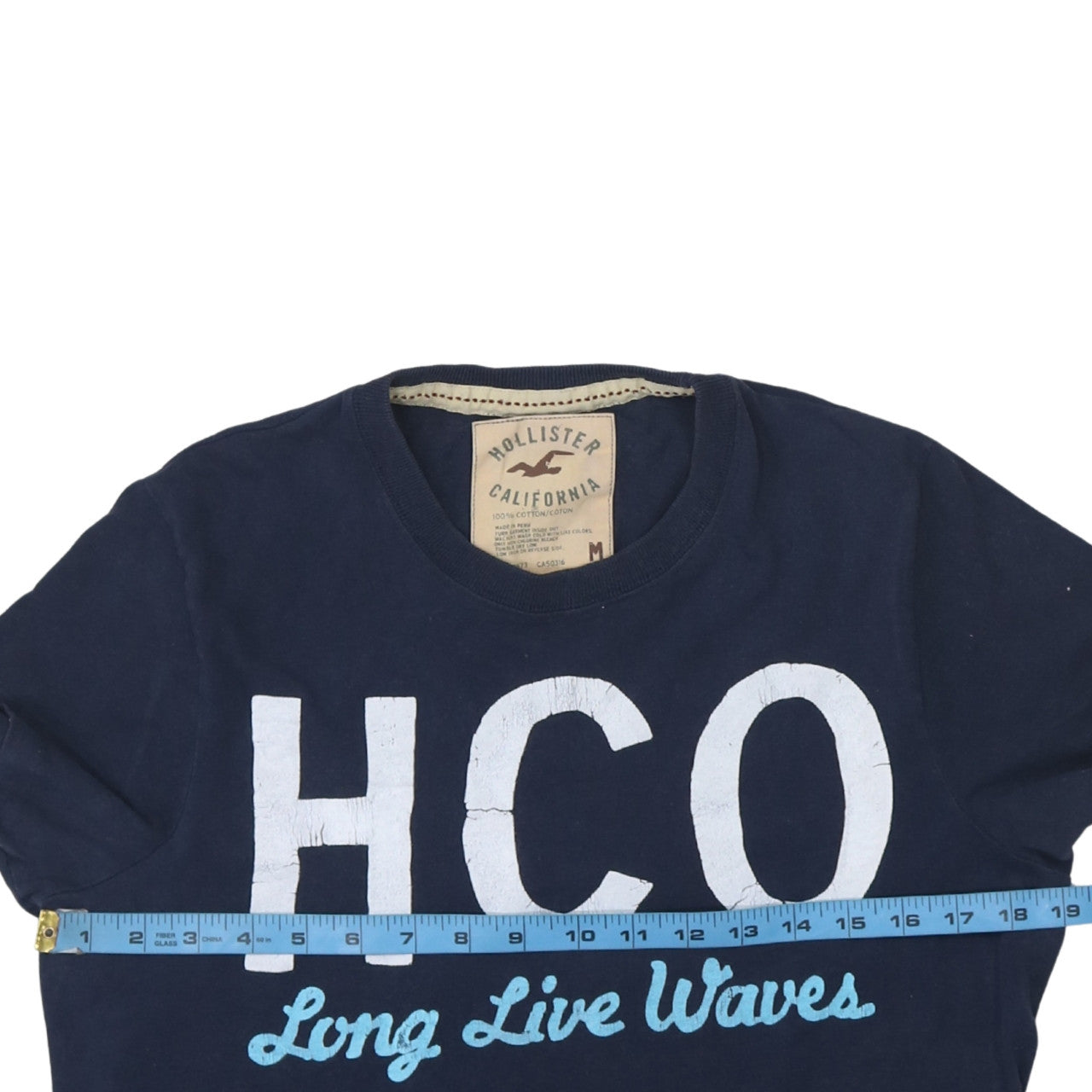 Hollister Men's Blue Graphic Logo T-Shirt Medium Casual Cotton