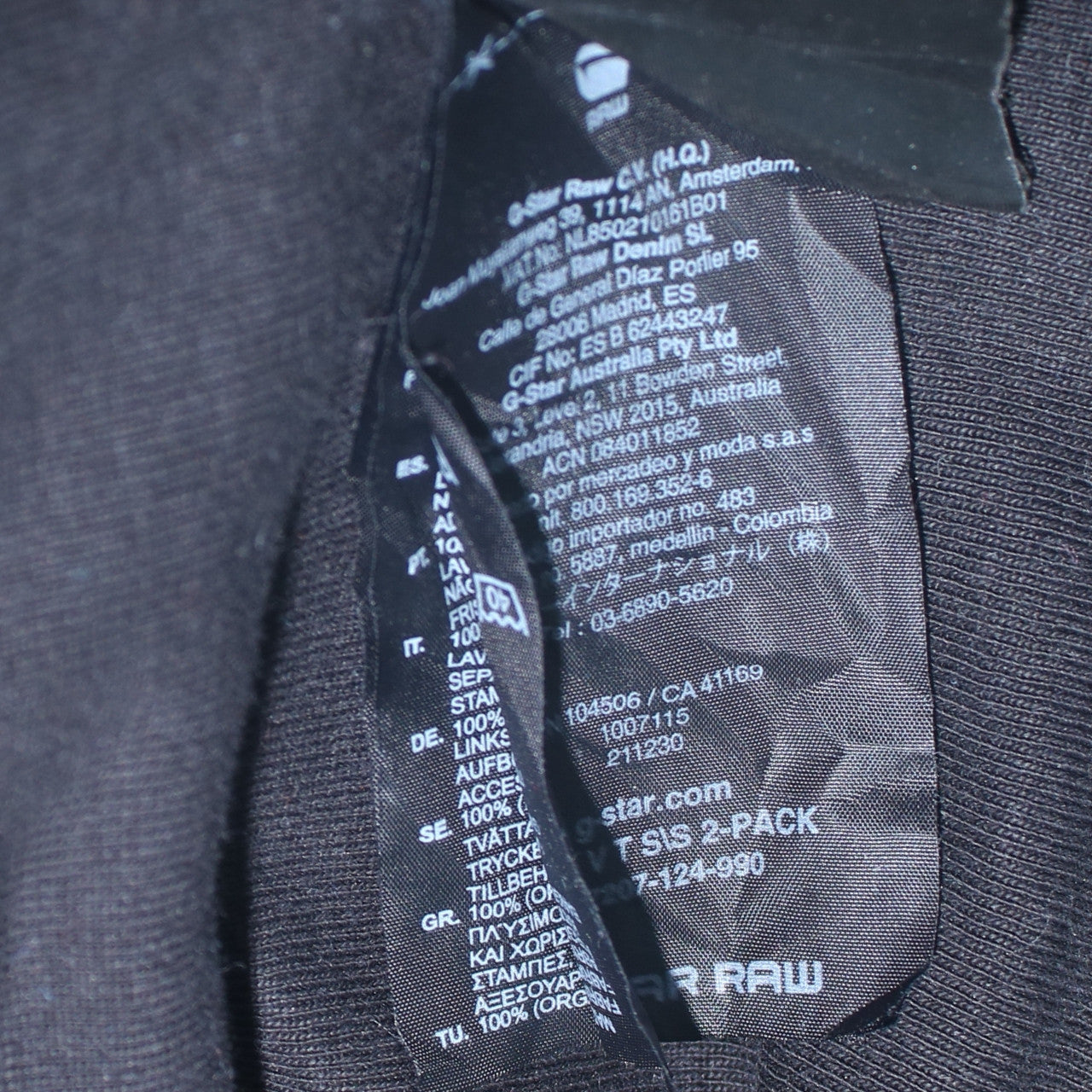 G-Star RAW Men's Black V-Neck Cotton T-Shirt Size M