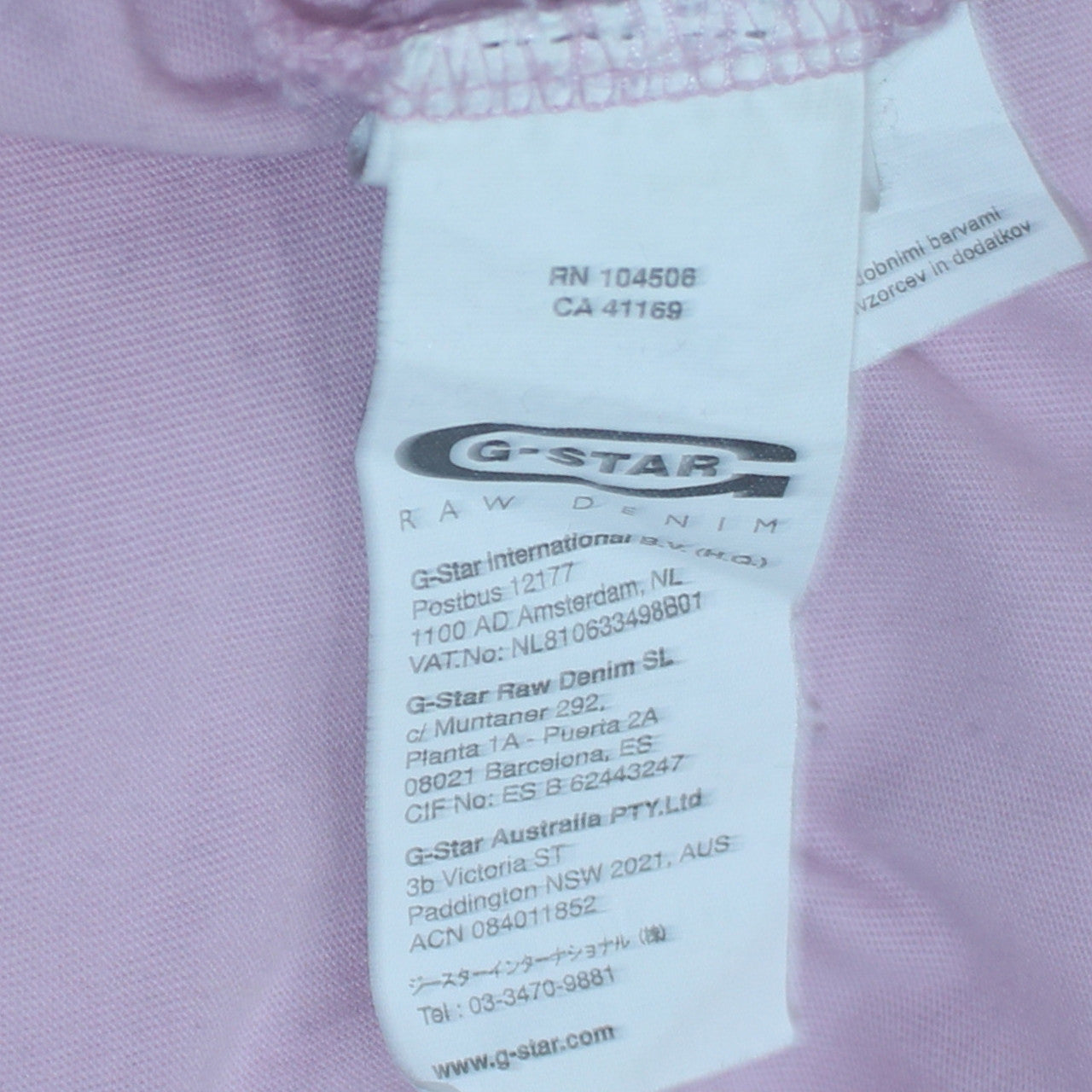G-Star Men’s Pink RAW Denim 3301 Graphic Print Cotton T-Shirt M