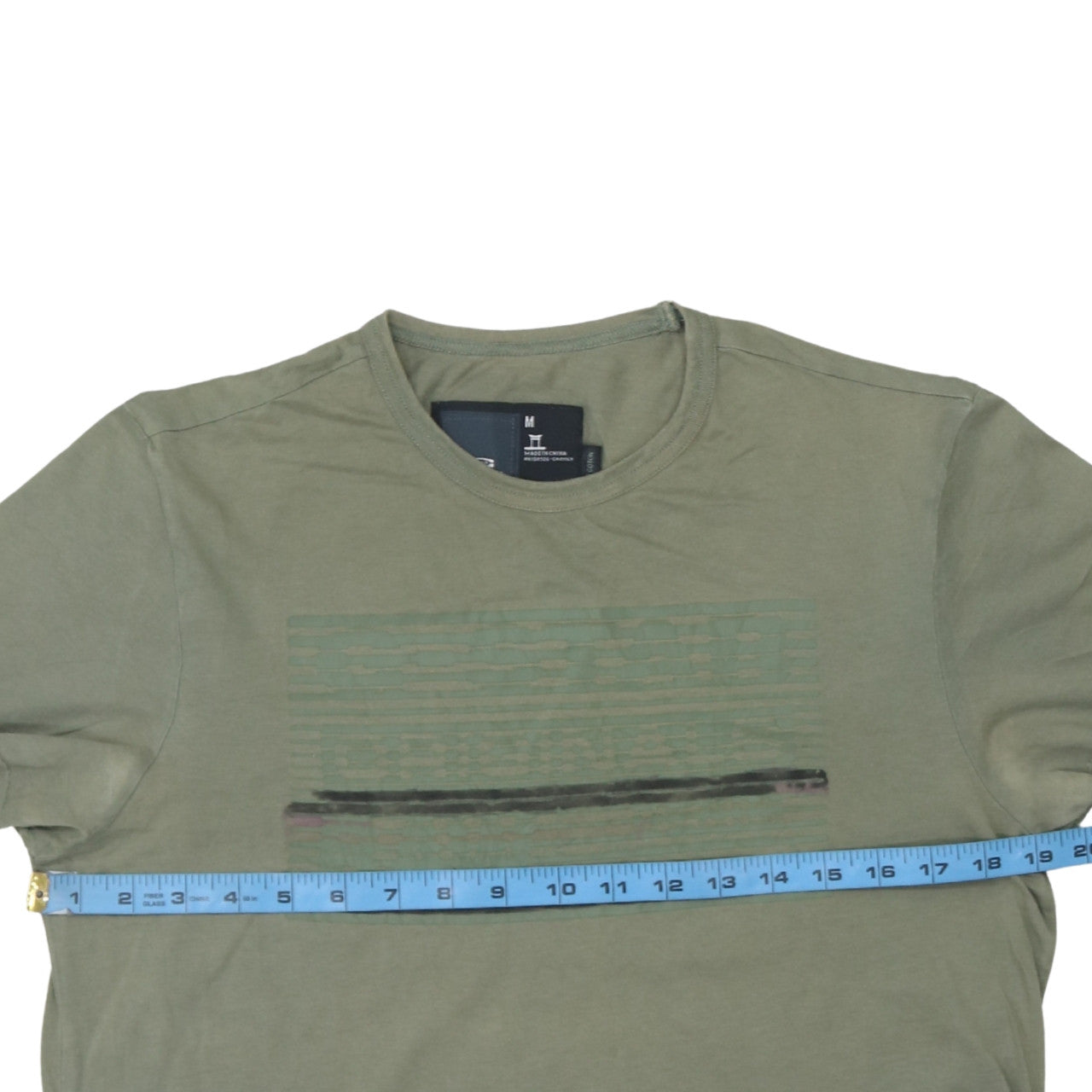G-Star Men’s Green Graphic Print Cotton Crew Neck T-Shirt Size M