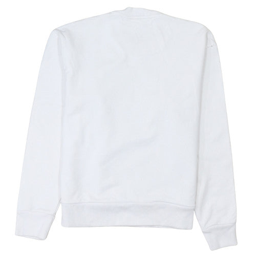 Lacoste Women White Cotton Crew Neck Pullover Sweatshirt Size 10