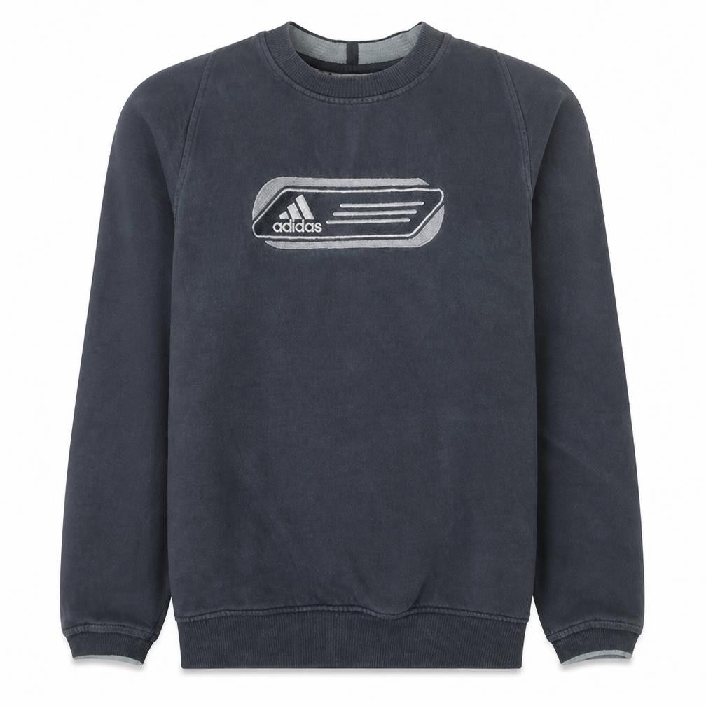 Adidas Boys Blue Crew Neck Sweatshirt Size 14 Years Logo Fleece Pullover